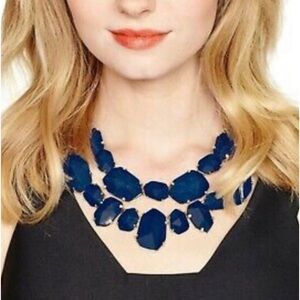 Kate Spade Blue Lapis Lazuli Quarry Gems Double Statement Gold Plated Necklace‎